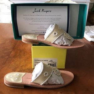 Jack Rogers Palm Beach Flat 8N Bone/White